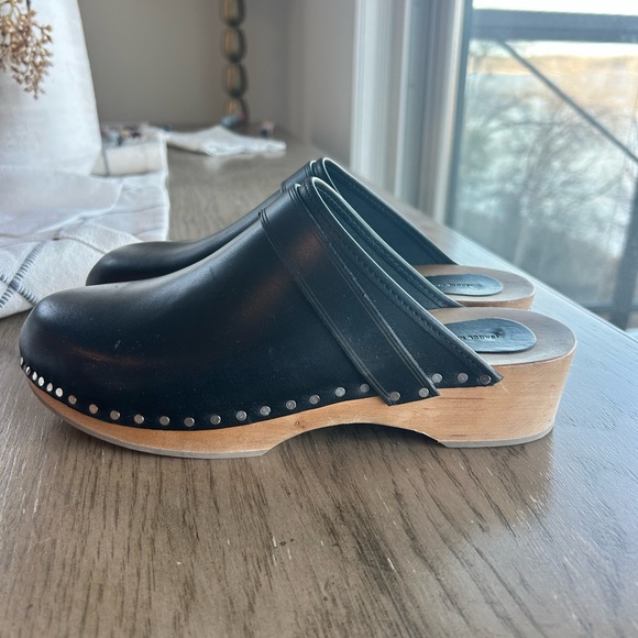 Isabel Marant Thalie Black Leather Clogs Size 37 - Picture 1 of 7